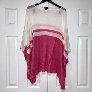 CHAPS Women’s One Size Acrylic Pink & White Poncho Beach Coverup